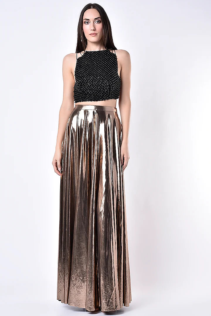 Metallic Gold Skirt Set