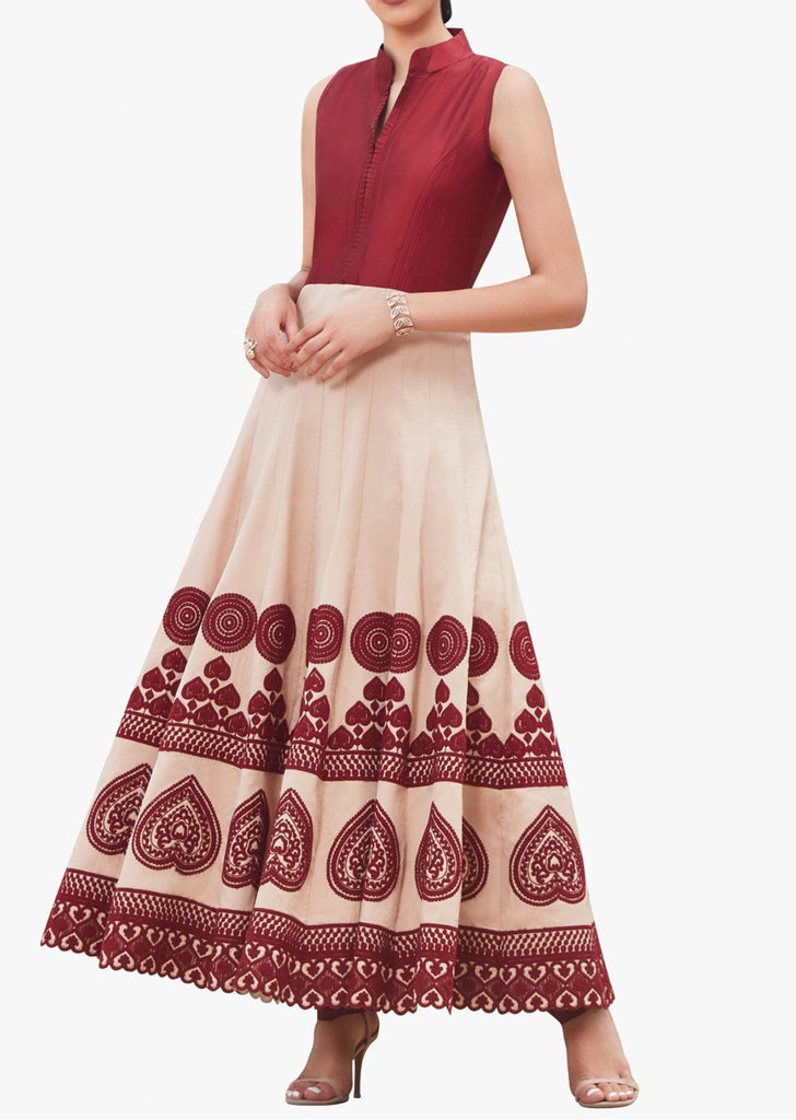 Maroon Georgette Raksha Bandhan Special Anarkali Dress